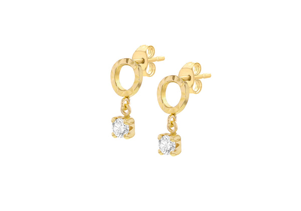 9ct Yellow Gold Hooped Drop Stud Earrings