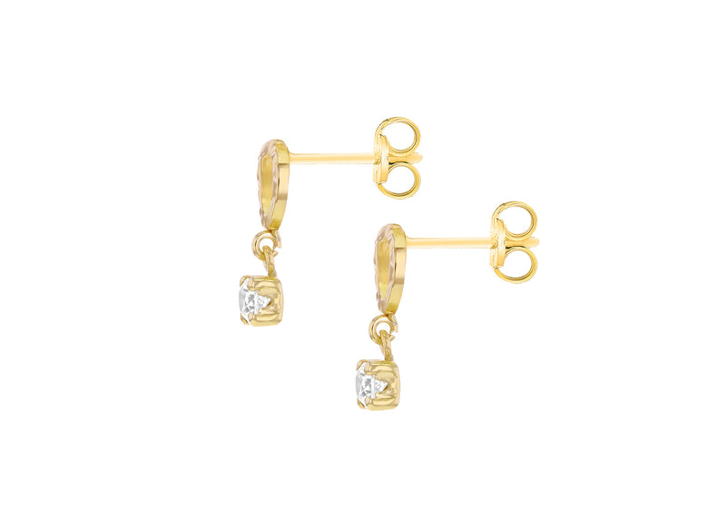 9ct Yellow Gold Hooped Drop Stud Earrings