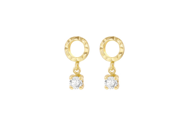 9ct Yellow Gold Hooped Drop Stud Earrings