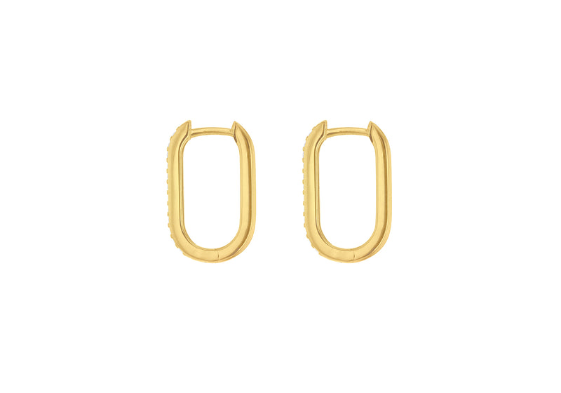 9ct Yellow Gold White Zirconia Square Hoop Creole Earrings