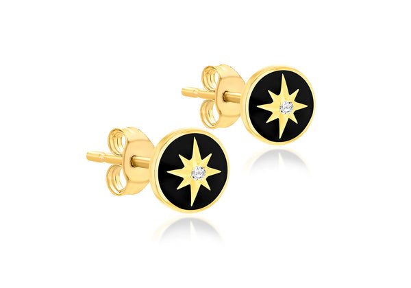 9ct Yellow Gold 0.015ct Diamond North Star Stud Earrings