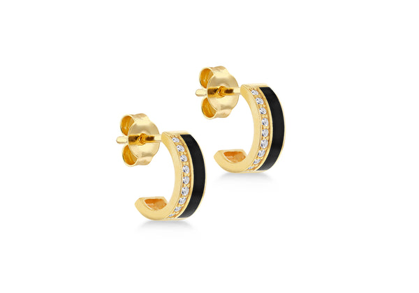 9ct Yellow Gold 0.90ct Diamond Crescent Stud Earrings