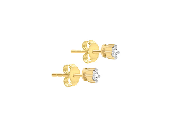 9ct Yellow Gold 0.15ct Solitaire Diamond Stud Earrings