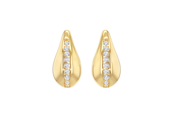 9ct Yellow Gold White Zirconia Teardrop Earrings