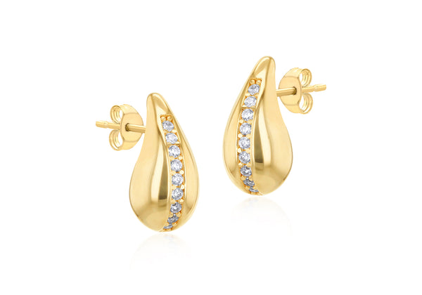 9ct Yellow Gold White Zirconia Teardrop Earrings