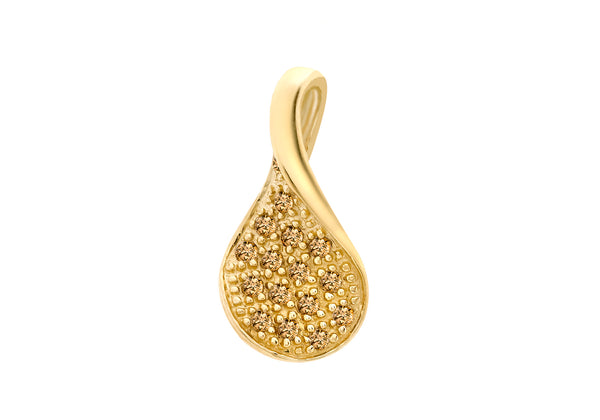 9ct Yellow Gold 0.25ct Brown Diamond Teardrop Pendant