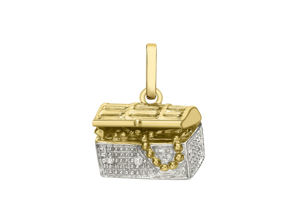 9ct Yellow Gold 0.01ct Diamond Treasure Chest Pendant