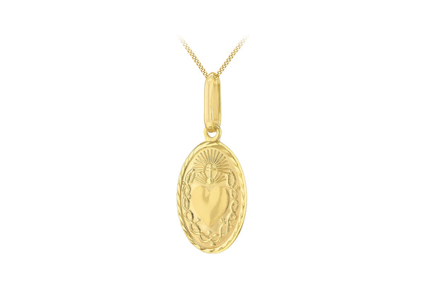 9ct Yellow Gold Sacred Heart Oval Pendant