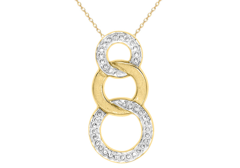 9ct Yellow & White Gold Triple-Loop Earrings and Necklace Set