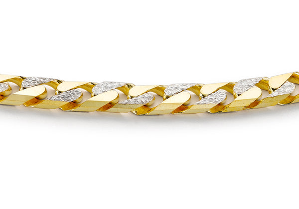 9ct Two-Tone Gold 200 Diamond Cut Curb Chain Bracelet