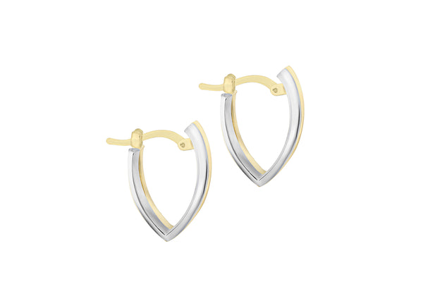 9ct Two-Tone Gold Oblique Huggy Earrings