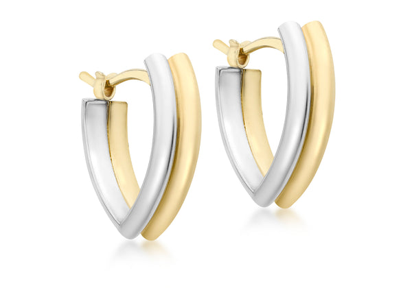 9ct Two-Tone Gold Oblique Huggy Earrings