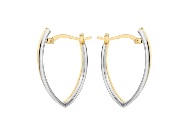 9ct Two-Tone Gold Angular Huggy Earrings