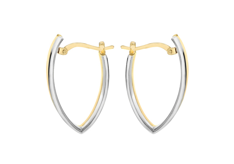 9ct Two-Tone Gold Angular Huggy Earrings