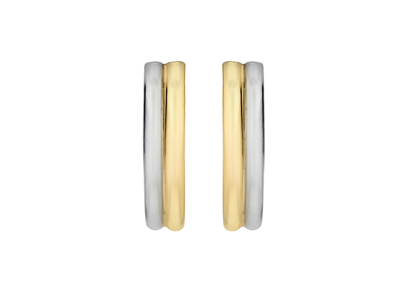 9ct Two-Tone Gold Angular Huggy Earrings