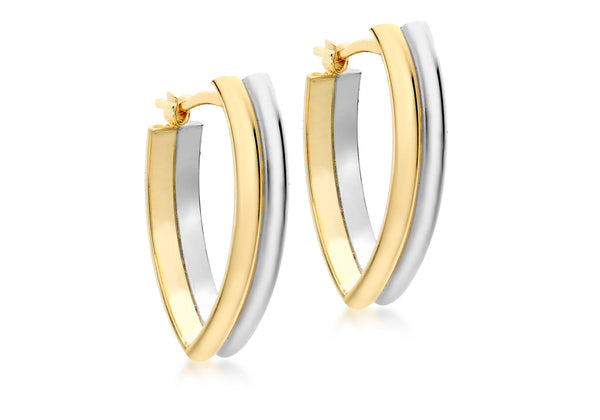 9ct Two-Tone Gold Angular Huggy Earrings