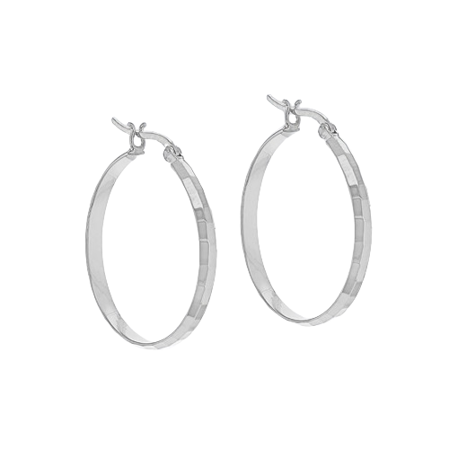 Sterling Silver Diamond Cut Creole Earrings