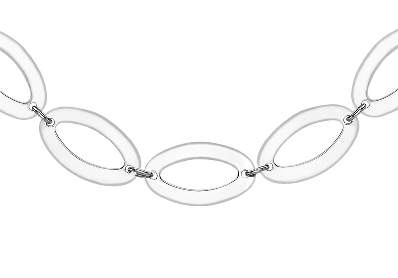 9ct White Gold Elliptic Links Chain Necklace