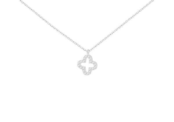 9ct White Gold Zirconia Petal Necklace