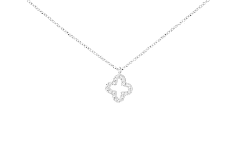 9ct White Gold Zirconia Petal Necklace