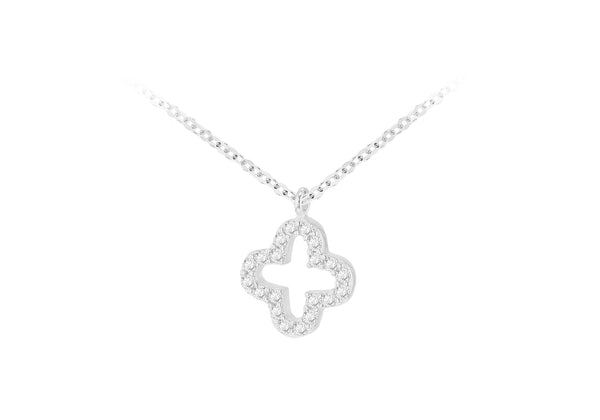 9ct White Gold Zirconia Petal Necklace