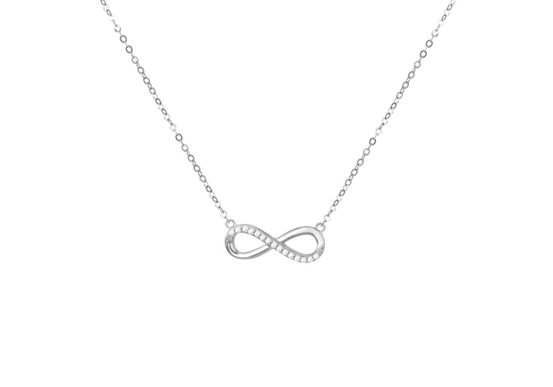 9ct White Gold Zirconia Infinity Necklace