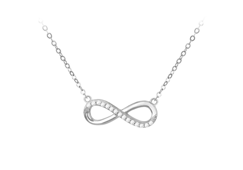 9ct White Gold Zirconia Infinity Necklace