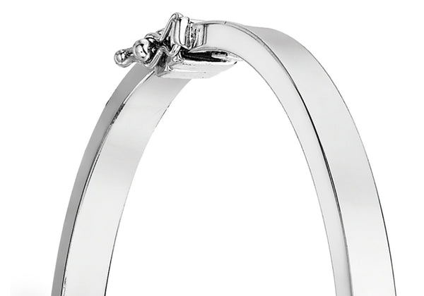 9ct White Gold Zirconia Tube Offset Bangle