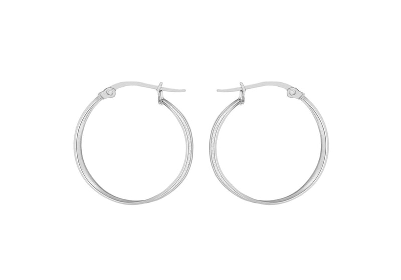 9ct White Gold Small Stardust Creole Earrings