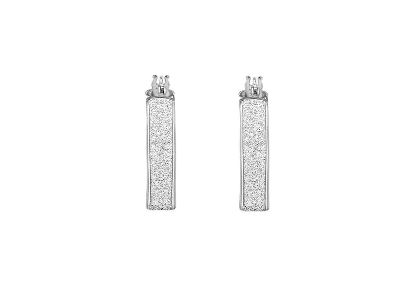 9ct White Gold Small Stardust Creole Earrings