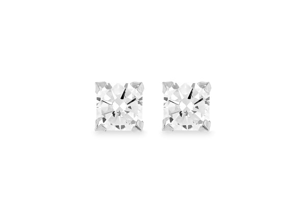 9ct White Gold Square Stud Earrings