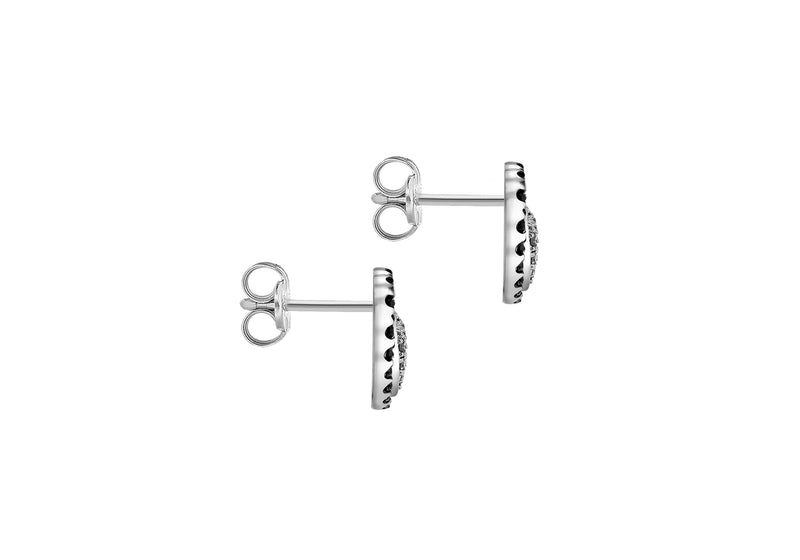 9ct White Gold 0.40ct Black and White Diamond Double Heart Stud Earrings