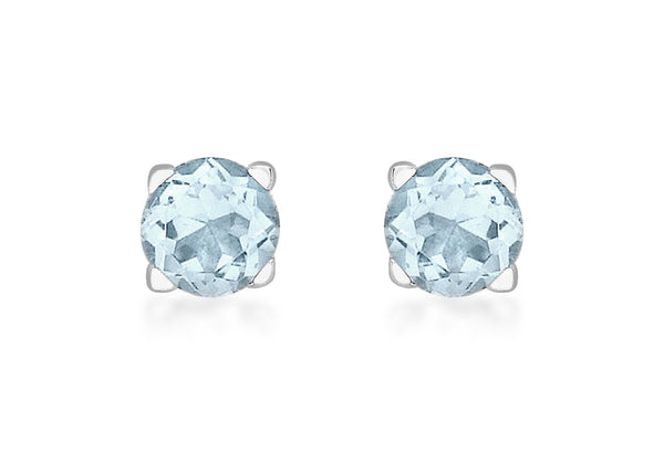 9ct White Gold 1.00ct Aquamarine Round Stud Earrings