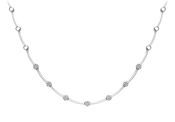 9ct White Gold 1.00ct Invisible Set Diamond Bar Necklet