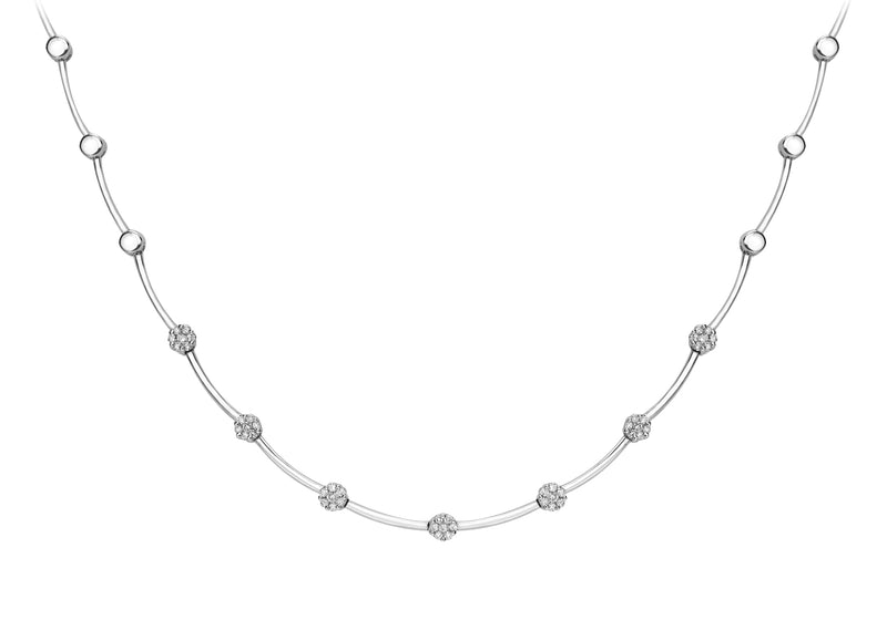 9ct White Gold 1.00ct Invisible Set Diamond Bar Necklet