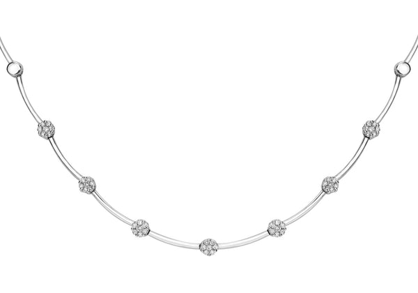 9ct White Gold 1.00ct Invisible Set Diamond Bar Necklet