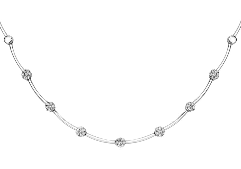 9ct White Gold 1.00ct Invisible Set Diamond Bar Necklet