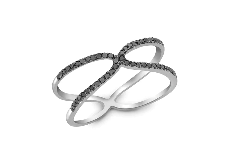 9ct White Gold 0.15ct Diamond Crossover Ring