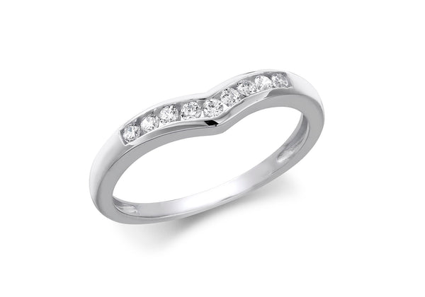 9ct White Gold Zirconia Channel Set Wishbone Ring