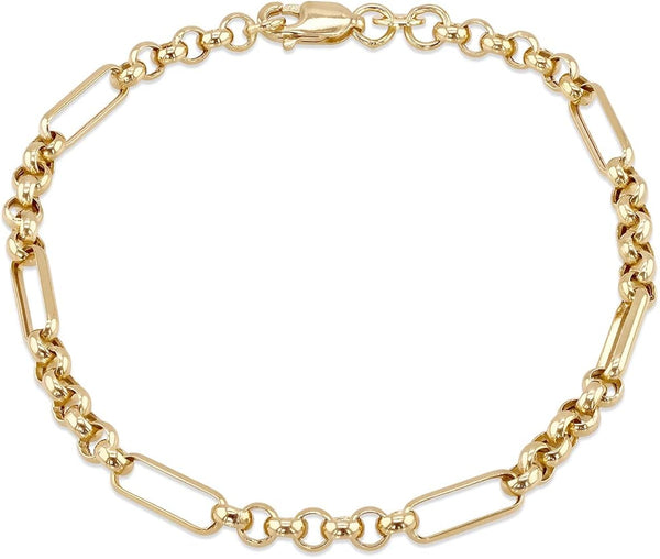 18ct Yellow Gold Paper Chain Belcher Links Bracelet