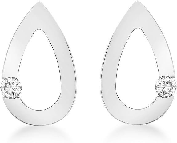 9ct White Gold 0.07ct Diamond Teardrop Stud Earrings