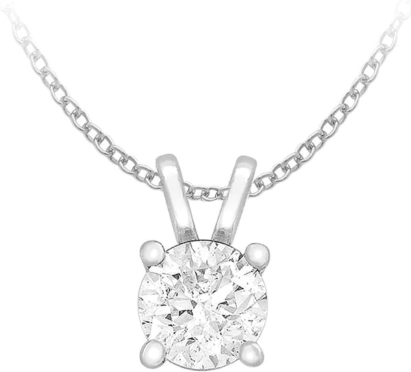 9ct White Gold 0.50ct Round Diamond Solitaire Pendant