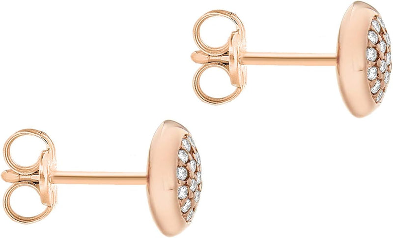 Rose Gold Plated Sterling Silver Pave Set Zirconia Stud Earrings