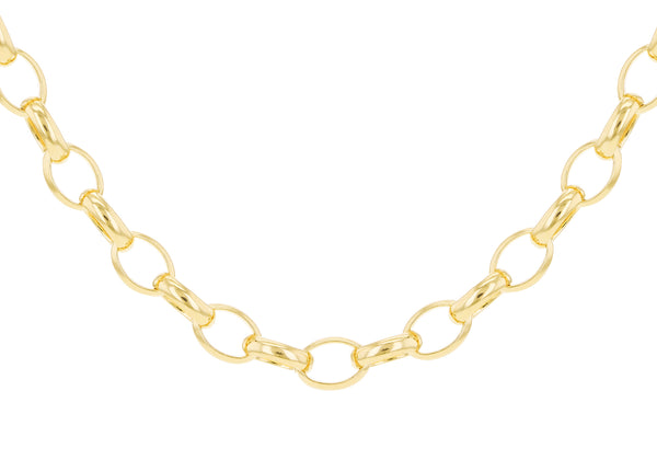 18ct Yellow Gold Solid Oval Belcher Chain Chain Necklace