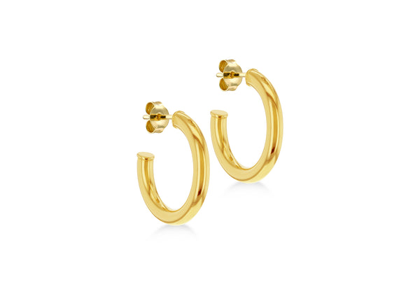 18ct Yellow Gold Half-Hoop Round Stud Earrings