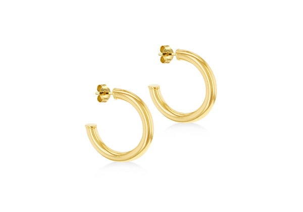 18ct Yellow Gold Half-Hoop Round Stud Earrings