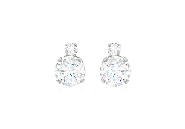 9ct Gold Double Zirconia Stud Earrings