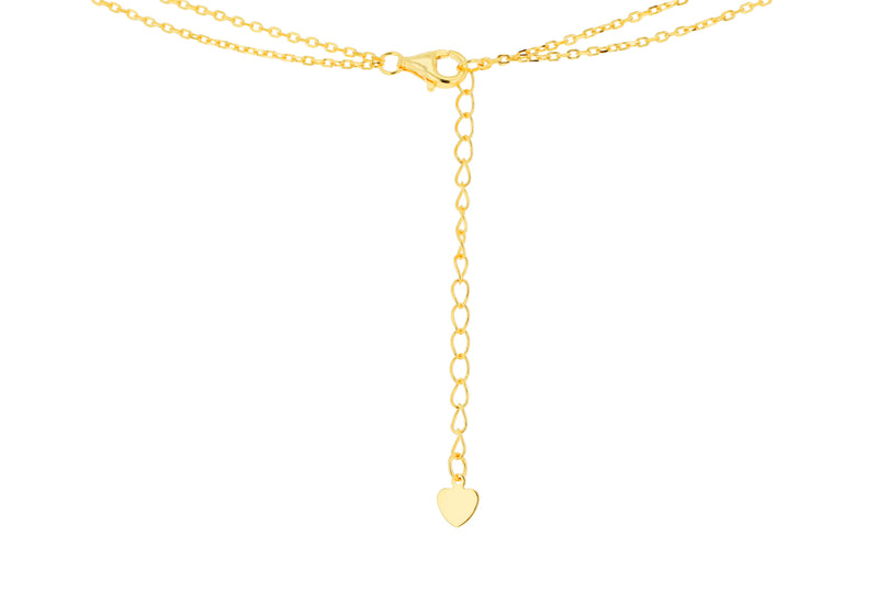 Gold Plated Sterling Silver Interlinked Paper Link Zirconia Necklace