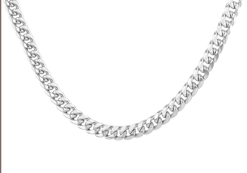 Sterling Silver Shiny Rounded Cuban Chain