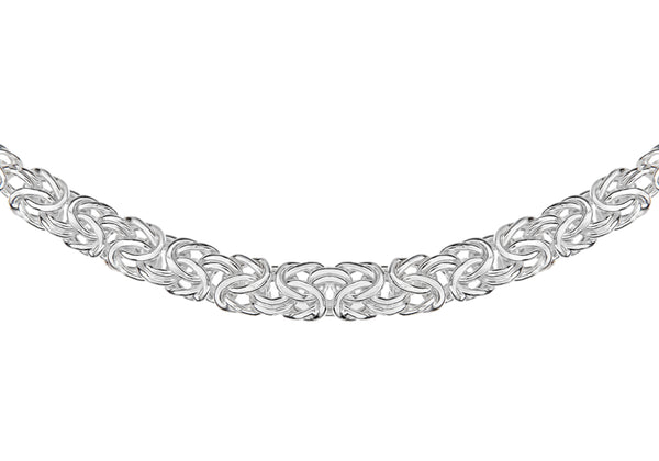 Sterling Silver Graduated Round Byzantine Chain Necklace